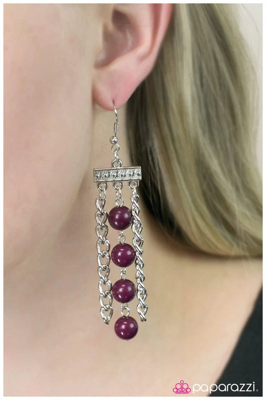 Paparazzi Earring ~ Middle Ground - Pink