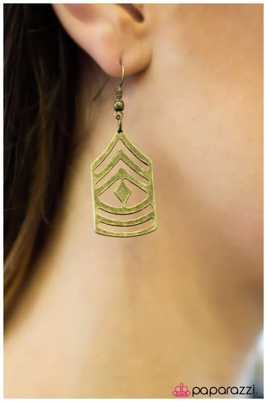 Paparazzi Earring ~ Sir, Yes Sir! - Brass