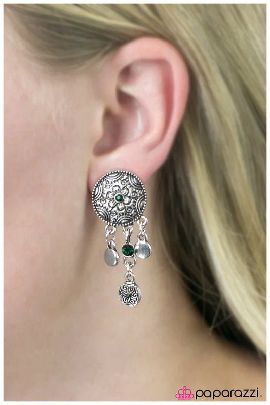 Paparazzi Earring ~ Hang In There - Green