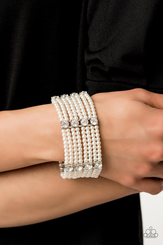 Paparazzi Bracelet ~ Get In Line - White