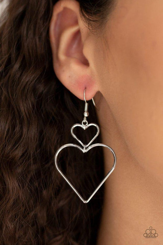 Paparazzi Earring ~ Heartbeat Harmony - Silver