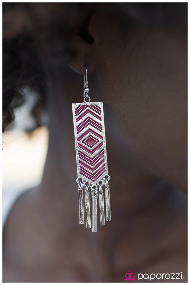 Paparazzi Earring ~ Lone Star - Pink