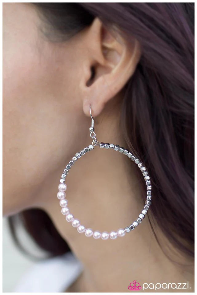 Paparazzi Earring ~ Now Youre Talkin - Pink