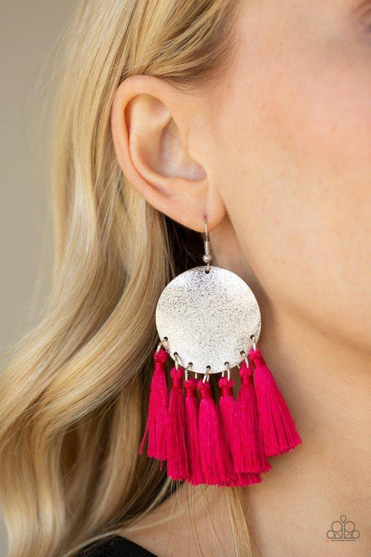 Paparazzi Earring ~ Tassel Tribute - Pink