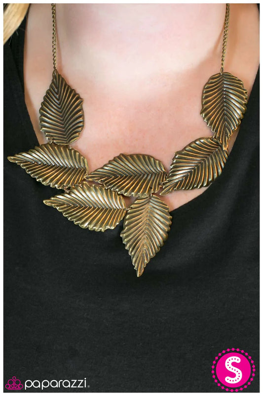 Paparazzi Necklace ~ I Cant BeLEAF My Eyes - Brass