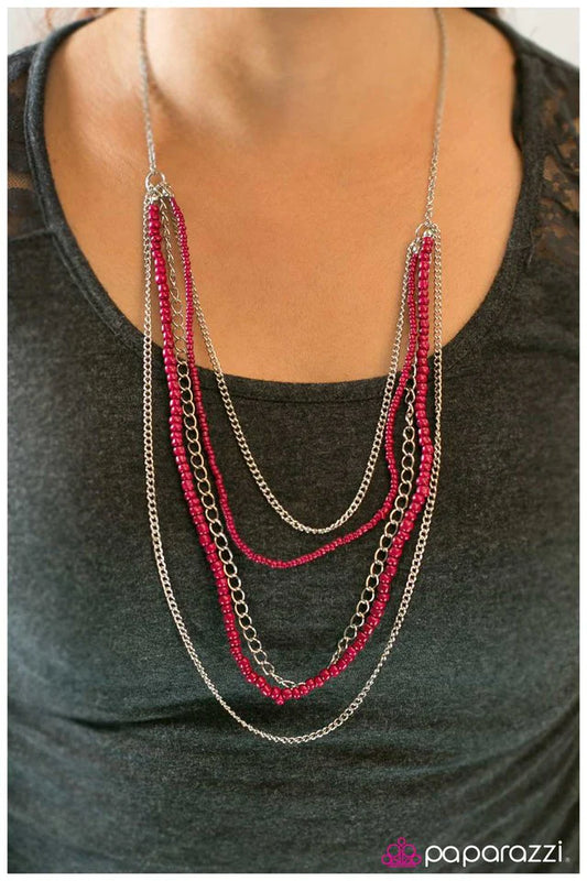 Paparazzi Necklace ~ No Place Id Rather BEAD - Pink