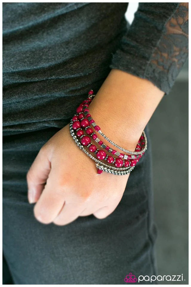 Paparazzi Bracelet ~ WRAP Star - Pink