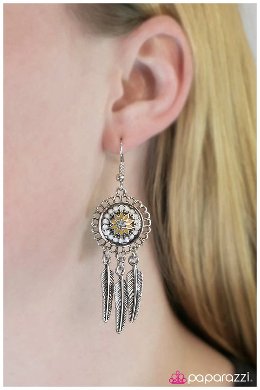 Paparazzi Earring ~ Not All Who Wander... - Yellow