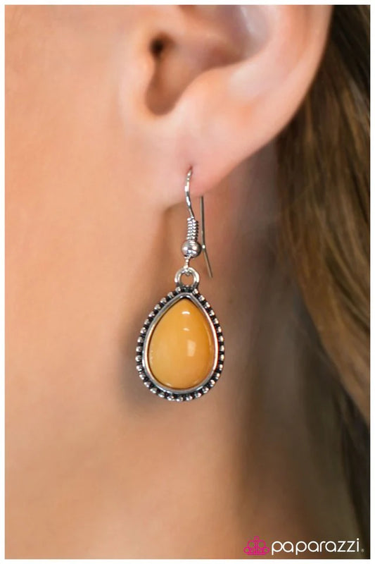 Paparazzi Earring ~ Whiskey Lullaby - Yellow