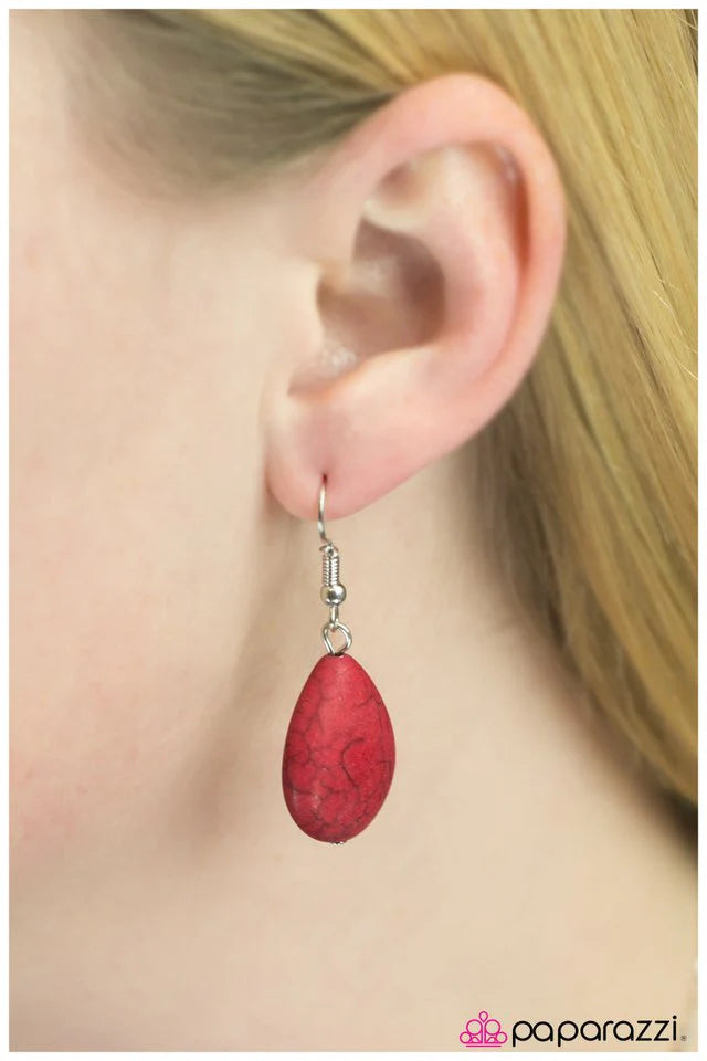 Paparazzi Earring ~ The 5th Element - Red