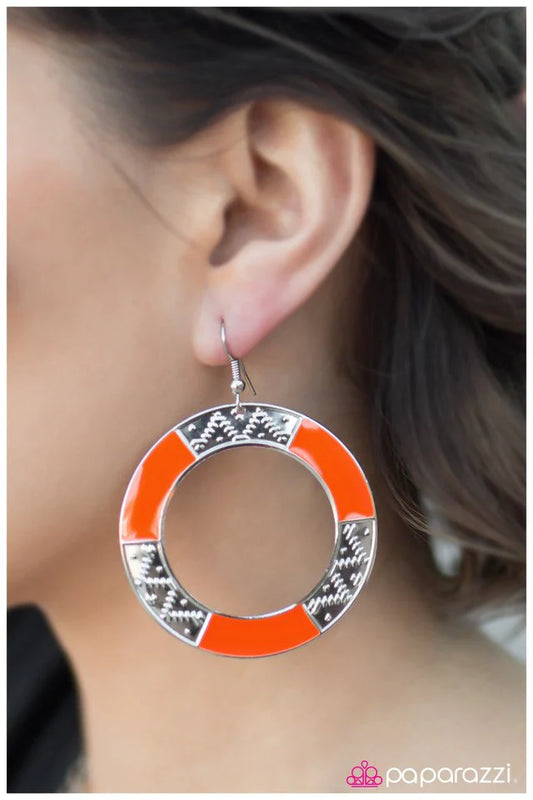 Paparazzi Earring ~ Beach Babe - Orange