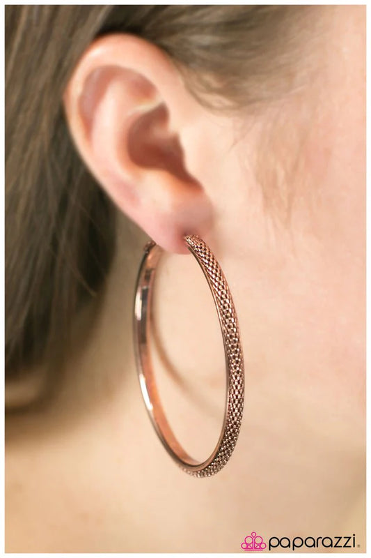 Paparazzi Earring ~ She-Devil - Copper