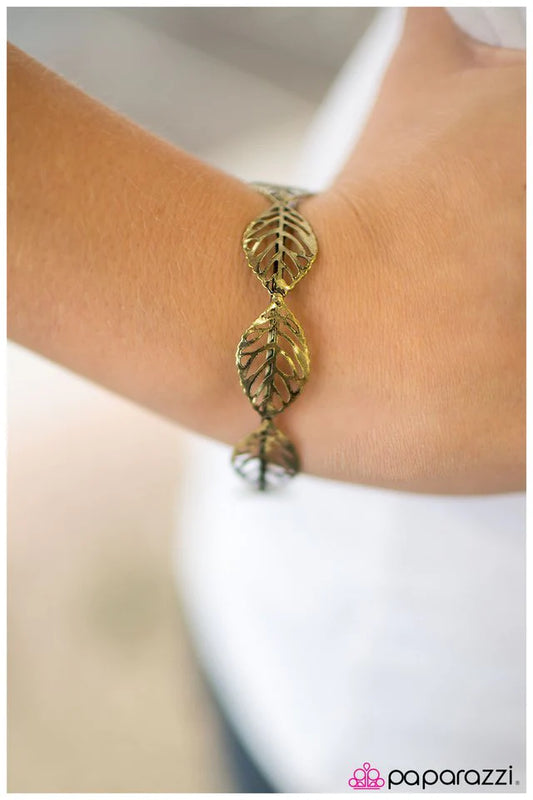 Paparazzi Bracelet ~ Autumn Leaves - Brass