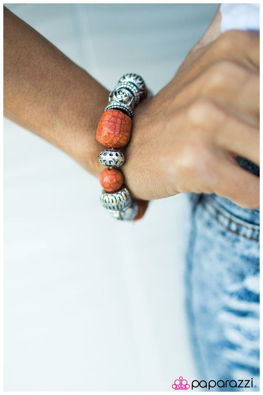 Pulsera Paparazzi ~ Rock Steady - Naranja