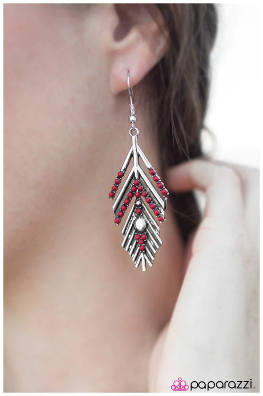 Paparazzi Earring ~ Huntress - Red