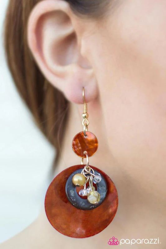 Paparazzi Earring ~ Out of Your Shell - Orange