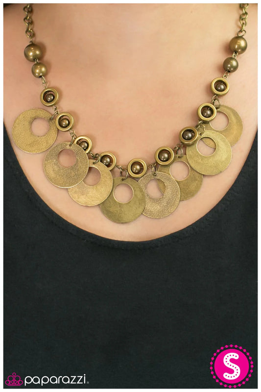 Paparazzi Necklace ~ Strike While Haute - Brass