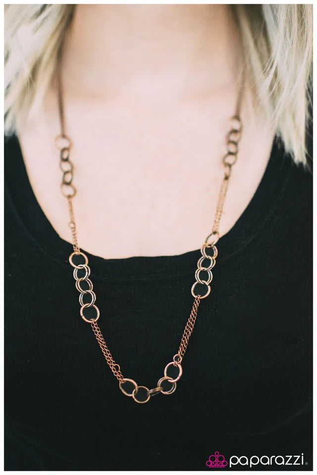 Paparazzi Necklace ~ Round Em Up - Copper