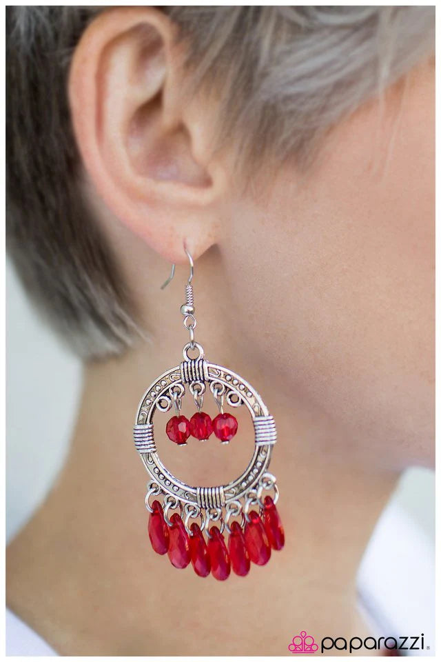 Paparazzi Earring ~ Cha-Cha-Cha - Red