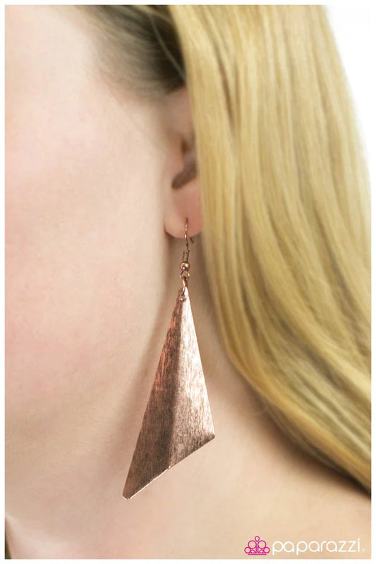 Paparazzi Earring ~ Serenely Scalene - Copper