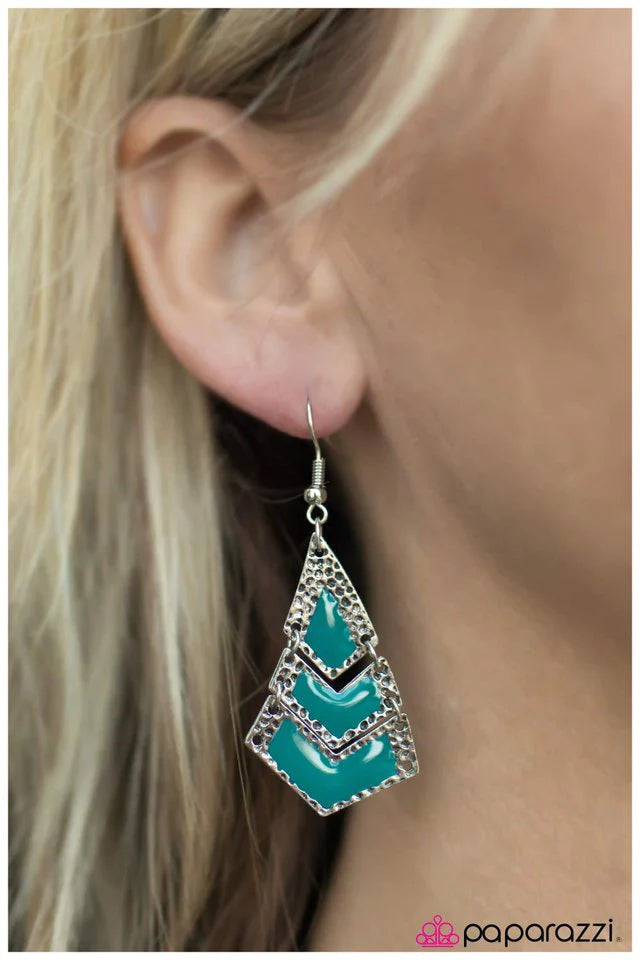 Paparazzi Earring ~ Wild Child - Blue
