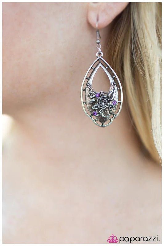 Paparazzi Earring ~ Decorated Detail - Purple