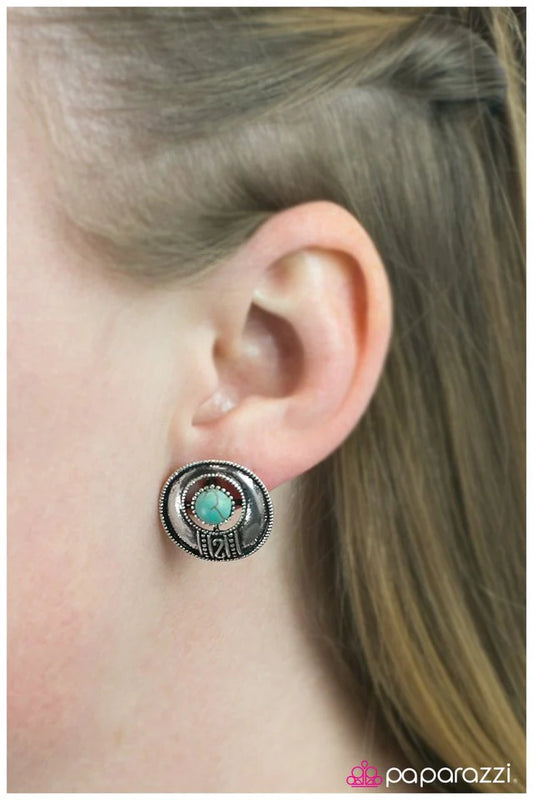 Paparazzi Earring ~ The Four Corners - Blue