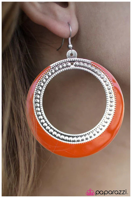Paparazzi Earring ~ Cheshire Charm - Orange
