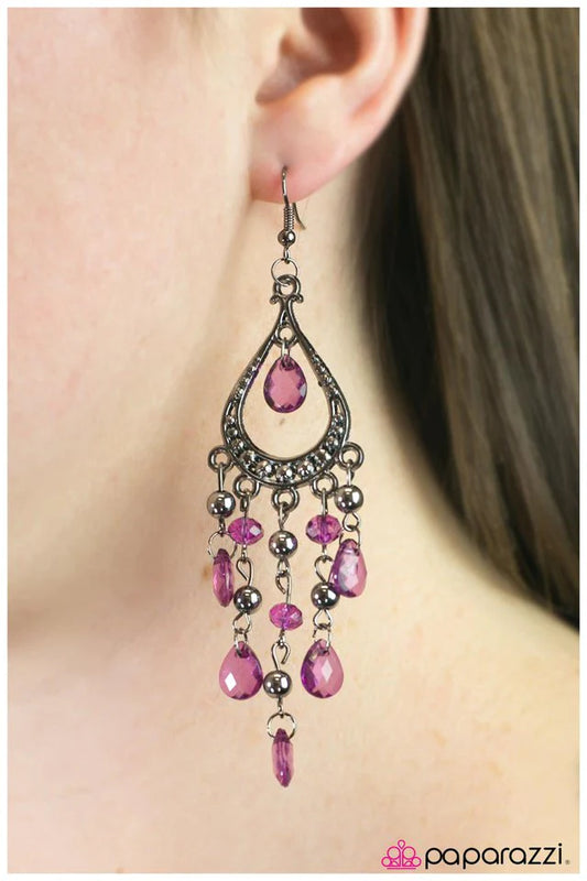 Paparazzi Earring ~ Moulin Rouge - Purple