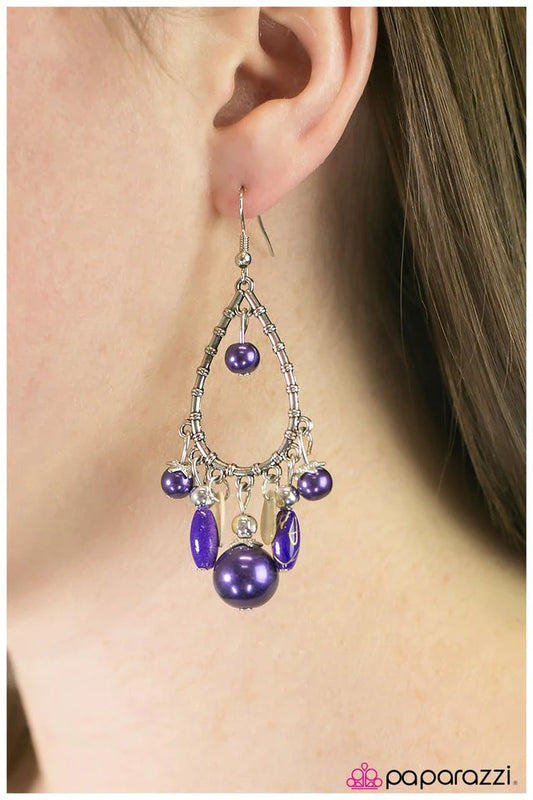 Paparazzi Earring ~ Saved By the Bell - Purple