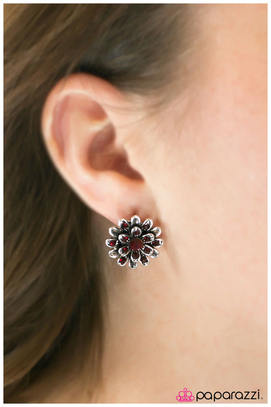 Paparazzi Earring ~ Always In Bloom - Red