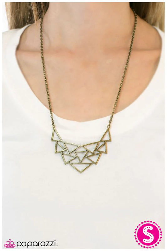 Paparazzi Necklace ~ TRI As I May - Brass