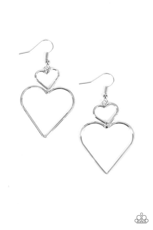 Paparazzi Earring ~ Heartbeat Harmony - Silver