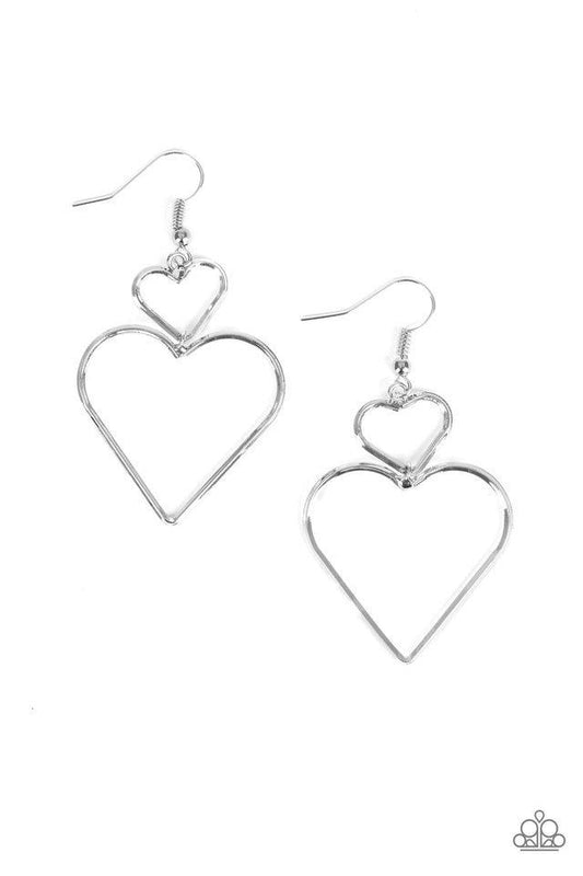 Paparazzi Earring ~ Heartbeat Harmony - Silver