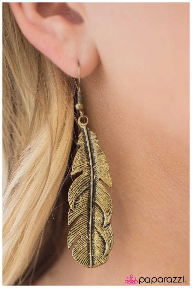 Paparazzi Earring ~ Bird of Prey - Brass