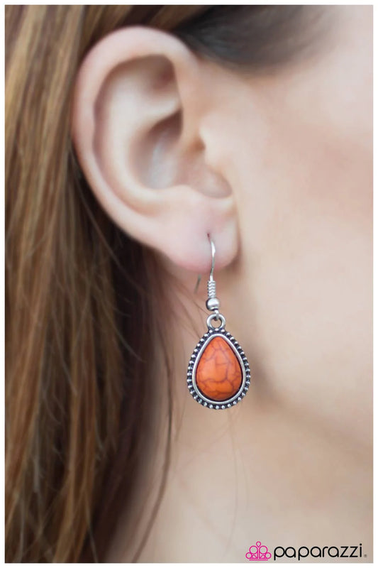 Paparazzi Earring ~ Whiskey Lullaby - Orange