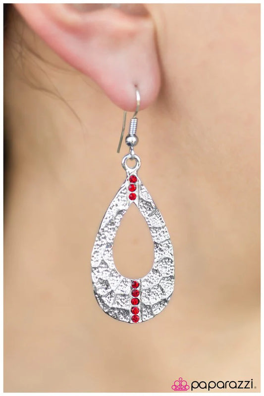 Paparazzi Earring ~ Shine On - Red