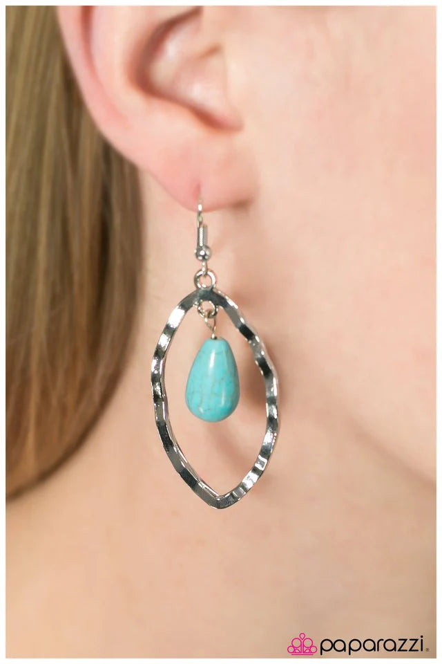 Paparazzi Earring ~ Desert Quarry - Blue