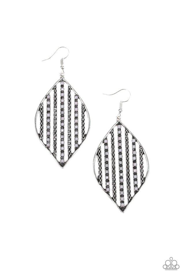 Paparazzi Earring ~ Leaf Motif - Silver