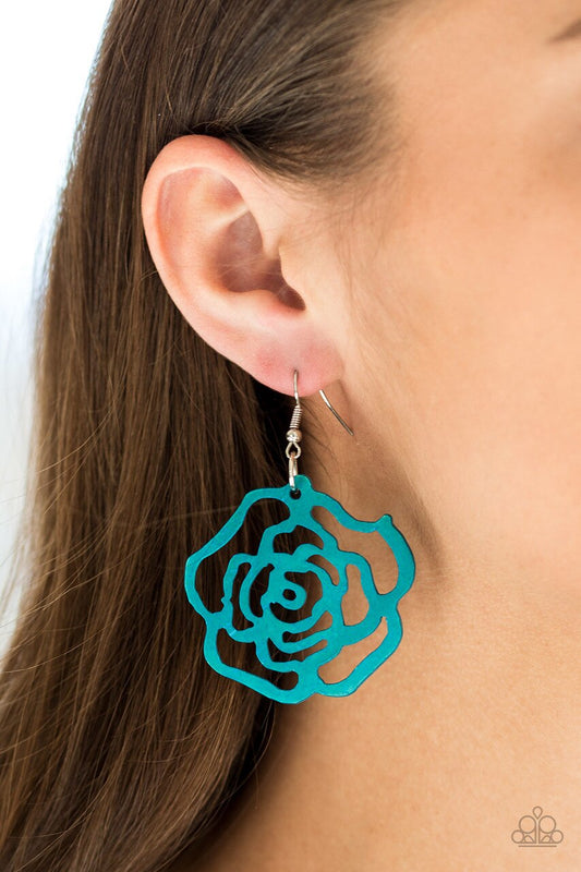 Paparazzi Earring ~ Island Rose - Blue