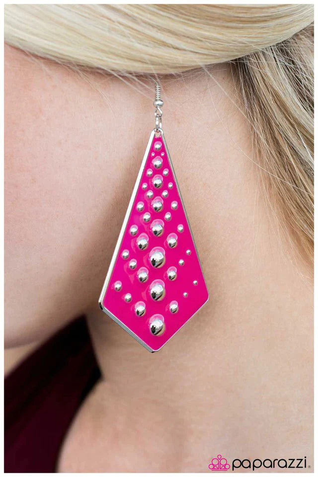 Paparazzi Earring ~ She-Ra - Pink