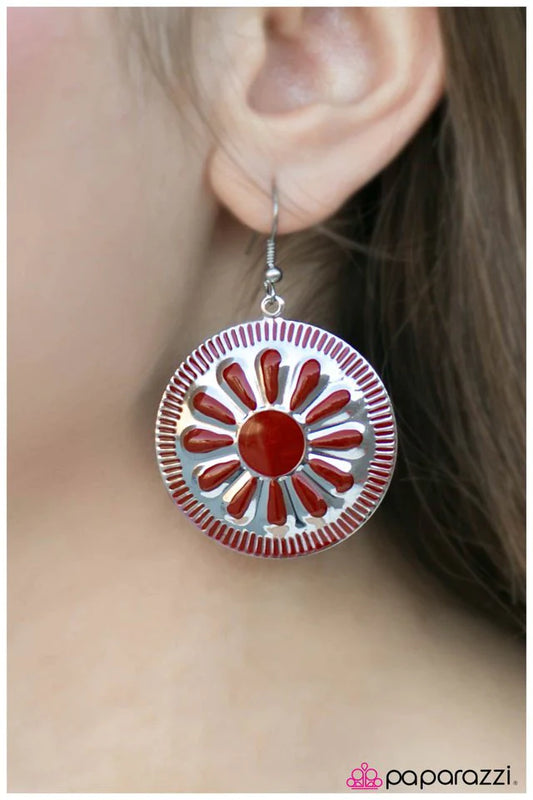 Paparazzi Earring ~ Make It Shine - Red