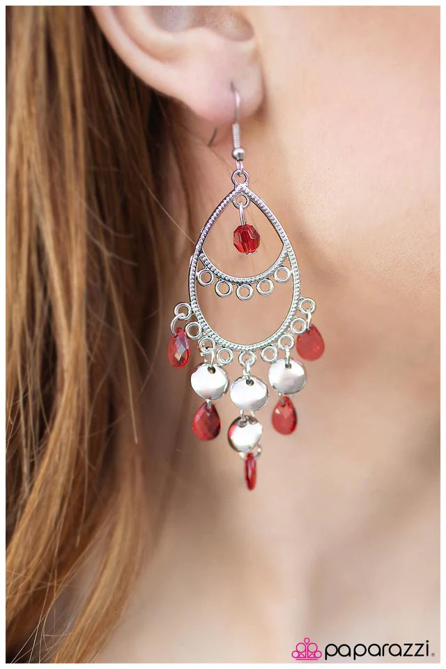 Paparazzi Earring ~ The Girly Girl - Red