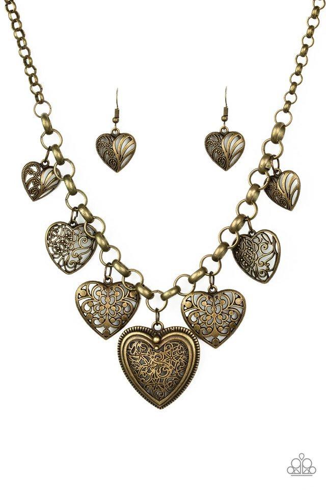 Brass heart shop necklace paparazzi