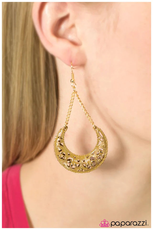 Paparazzi Earring ~ Over The Moon - Yellow