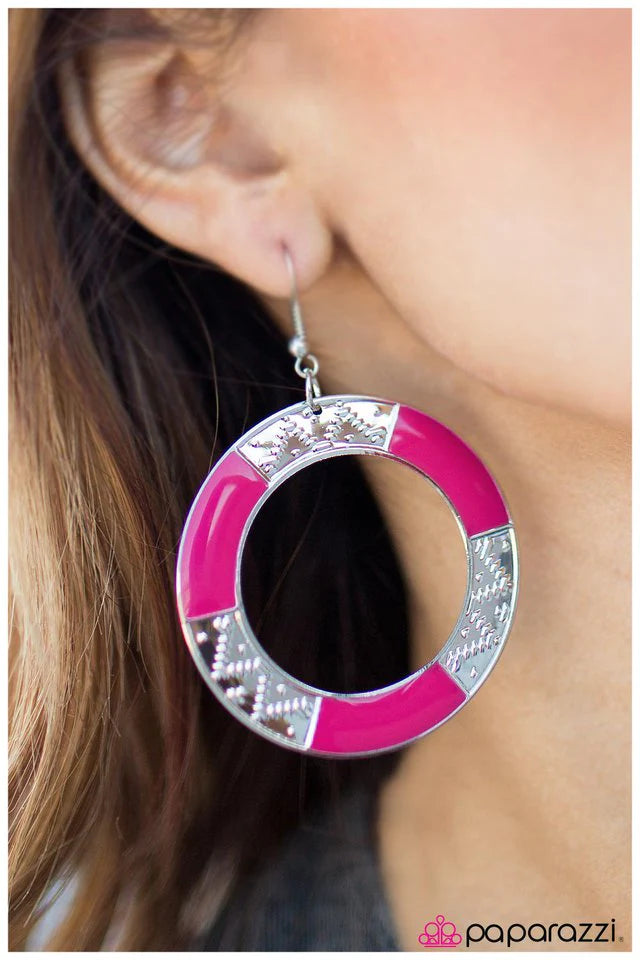 Paparazzi Earring ~ Beach Babe - Pink