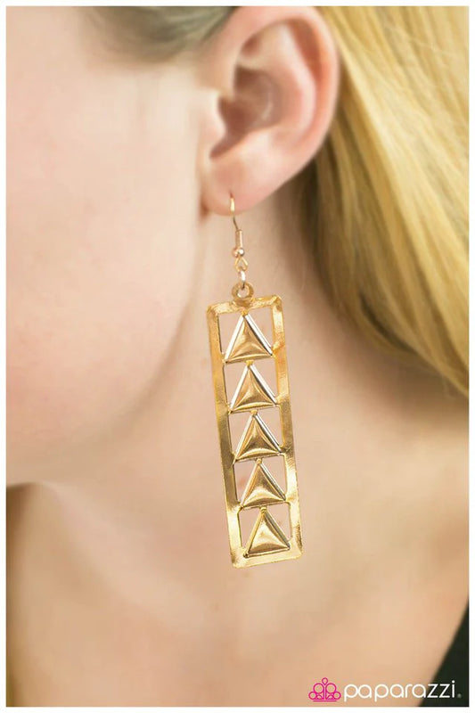 Paparazzi Earring ~ A Pointed Question- Gold