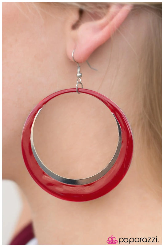 Paparazzi Earring ~ Fly Me To The Moon - Red