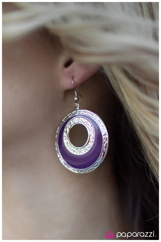 Paparazzi Earring ~ Night Owl - Purple