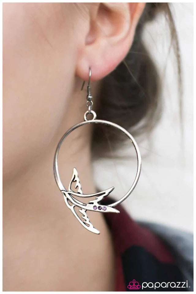 Paparazzi Earring ~ Taking Flight - Purple